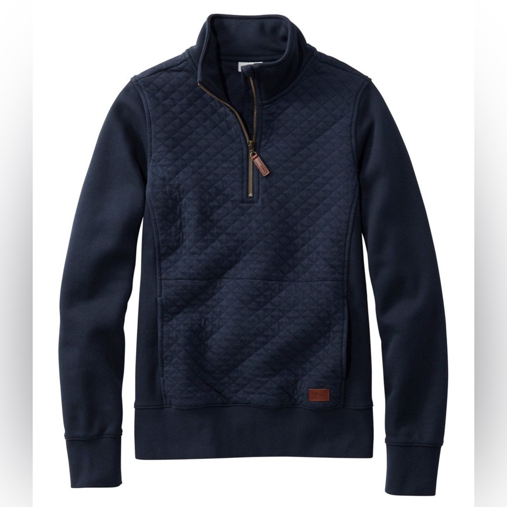 L.L. Bean quarter zip quilted Pullover Navy Small Petite